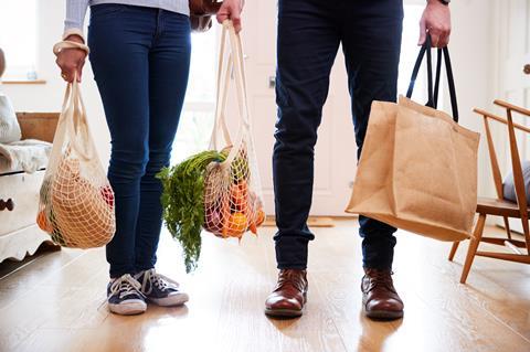 eco friendly shoppers with sustainable reuseable bags