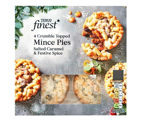 Tesco finest 4 Crumble Topped Mince Pies with Salted Caramel _ Festive Spice