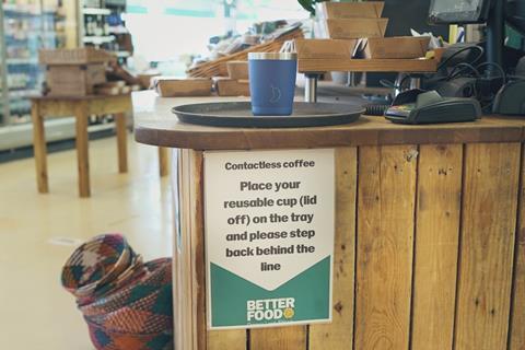 City to Sea Better Food coronavirus reusable cup sign