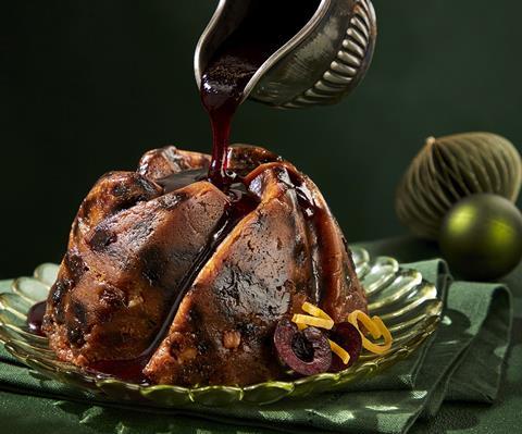 morrisons-the-best-pannettone-christmas-pudding-with-a-black-cherry-sauce