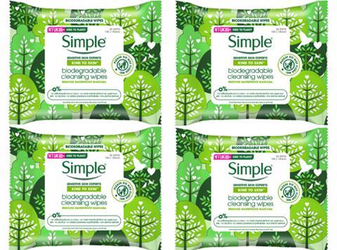 Simple biodegradable cleasning wipes