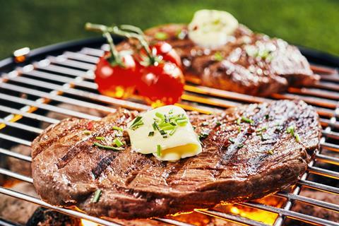 Steak on a barbecue grill