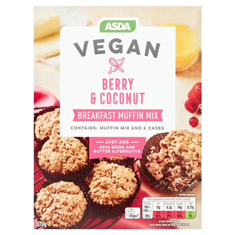 Asda Vegan Berry & Coconut Breakfast Muffin Mix