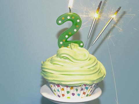 Birthday cake with two candles