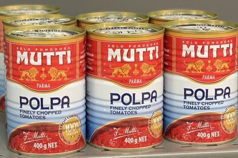 mutti tinned tomato cans