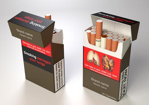 Standardised packs cigarettes