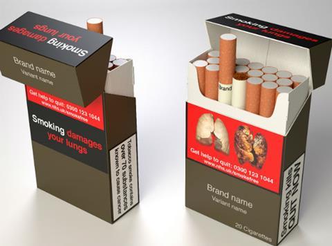 Standardised cigarette packs