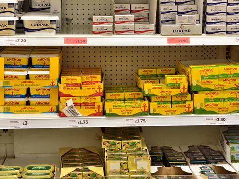 Butter on sale in a supermarket_SINGLE USE ONLY