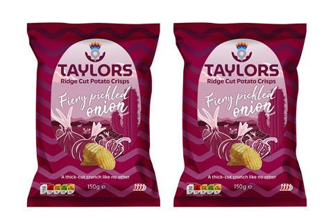 Taylors Snacks Fiery Pickled Onion Ridge Cut Crisps