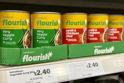 sainsburys world foods flourish tins cans shelf  supermarket