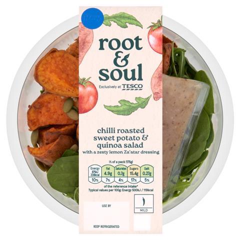 Root & Soul Chilli Roasted Sweet Potato Layered Salad with Lemon Za’atar Dressing