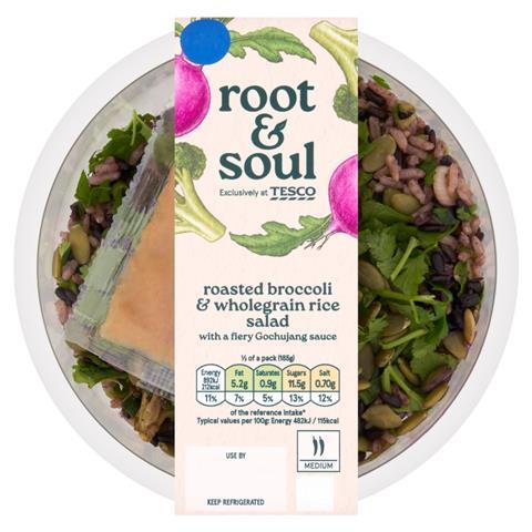 Root & Soul Charred Broccoli & Rice Layered Salad with Spicy Gochujang Sauce