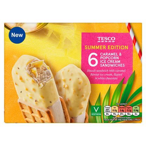 5059697744389_T1_Tesco_Summer_Edition_Caramel___Popcorn_Ice_Cream_Sandwiches_6_x_52g__312g__5059697744389