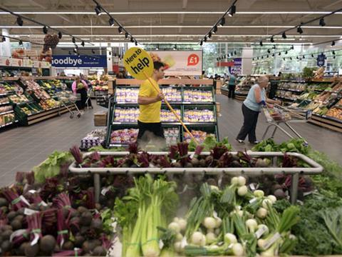 Fruit & veg aisle in Tesco Watford