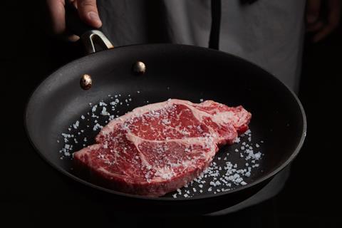 steak beef in pan