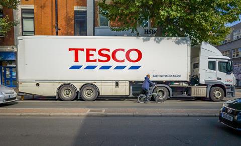 tesco lorry delivery supplies truck supermarket