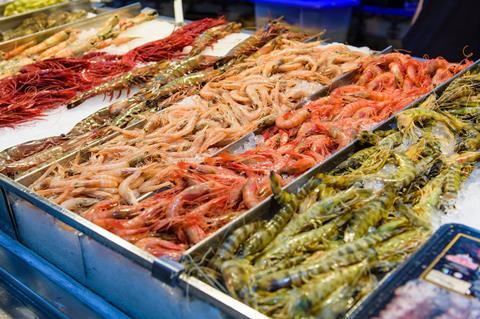 fresh fish prawns seafood counter