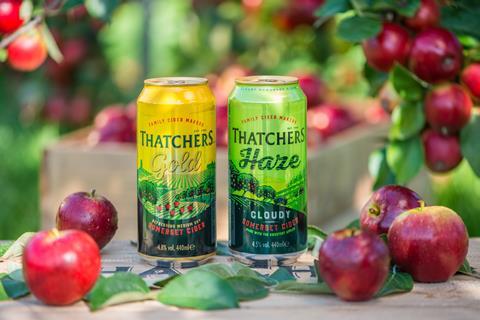 Thatchers Gold and Haze cans