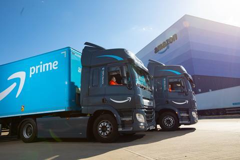 Amazon electric HGVs delivery warehouse