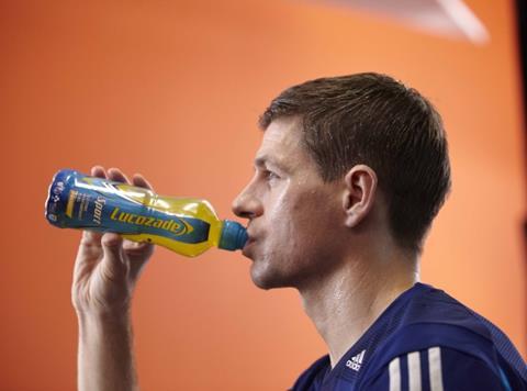 Gerard drinks Lucozade Sport