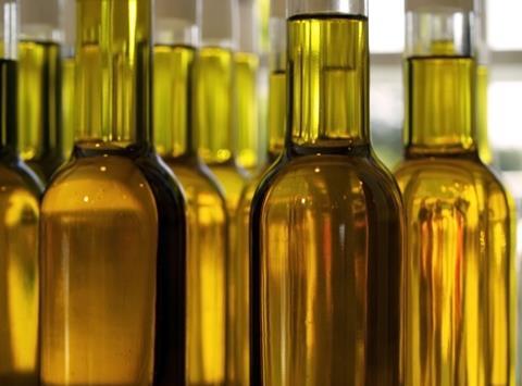 Vinegar or oil in bottles