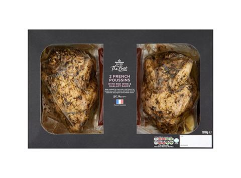 Morrisons French Poussins with red wine and shallot sauce 