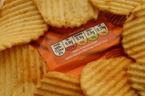 front of pack traffic light label crisps