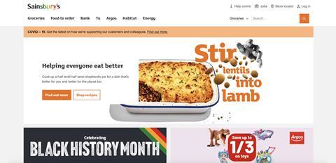Sainsburys website