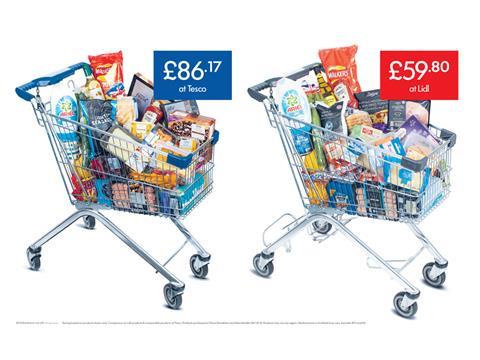 lidl tesco comparison trolley ad