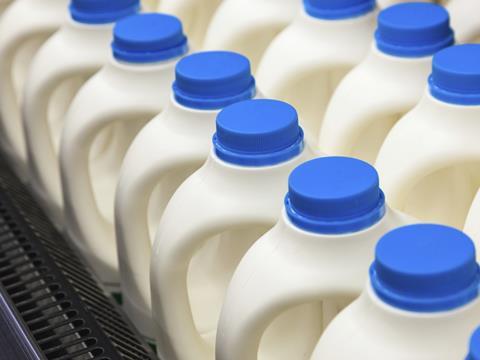 milk bottles, recycled plastic