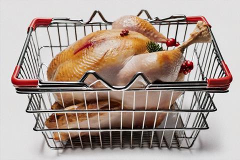 turkey in shopping basket