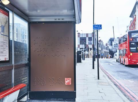 Maltesers bus stop poster ad in Braille
