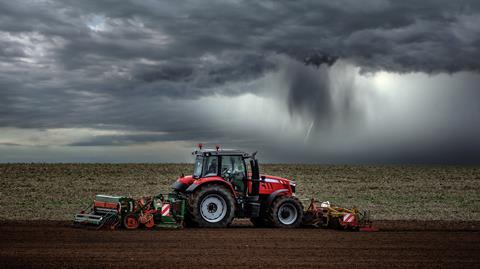 Tractor field farming storm