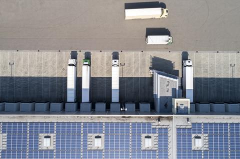 solar power panels hgv lorry retailer warehouse sustainable energy