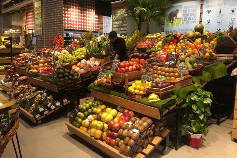 Carrefour spain fruit and veg aisle