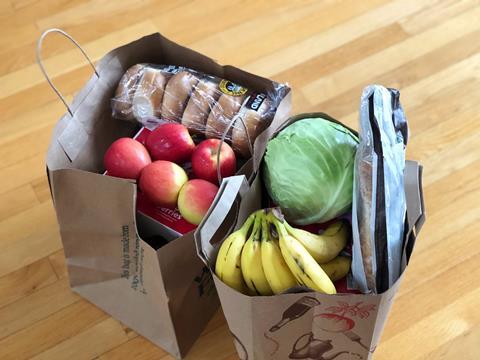 paper bags groceries fruit veg