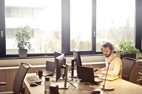 man working office computer