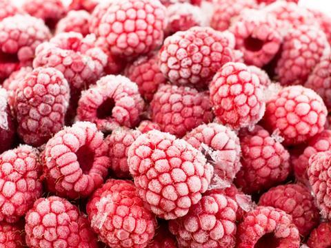 Frozen raspberries dry ice