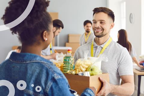 Food parcel being delivered