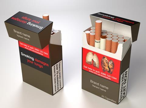 standardised cigarette pack