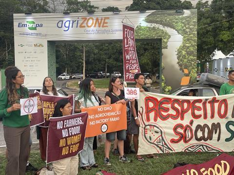 Protests at COP30 Agrizone