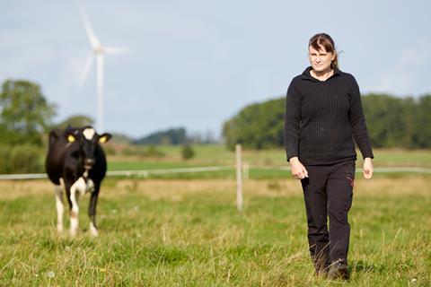 Helene Gunnarson with cow