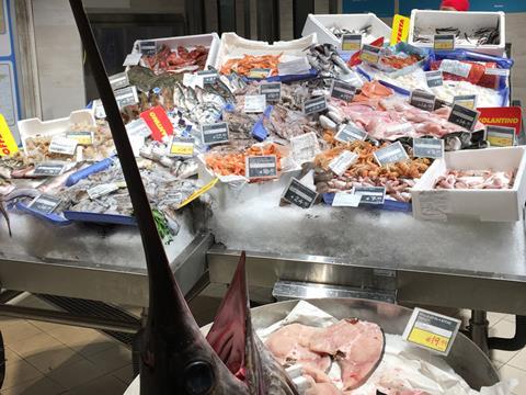Fish counter in Auchan Italy