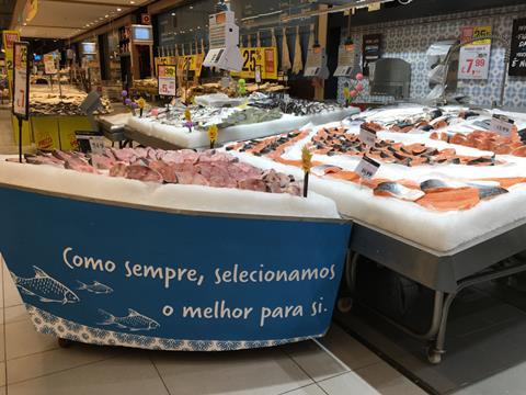Fish counter in Continente supermarket Portugal