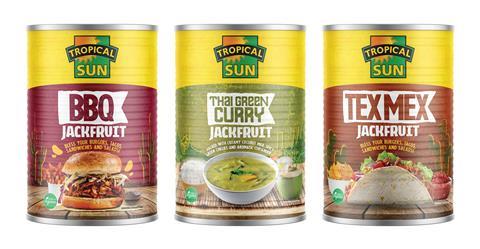 Tropical Sun BBQ, Thai Green Curry & TEX MEX Jackfruit 400g Tins
