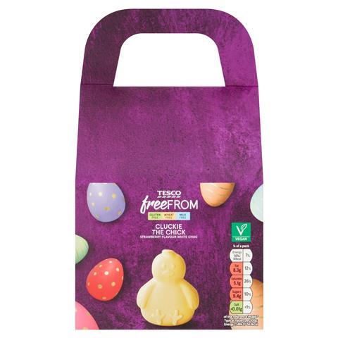 Tesco_Freefrom_Strawberry_Flavour_White_Choc_Cluckie_100g
