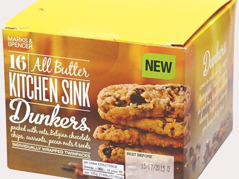 Own label 2015, cookies, m&s dunkers