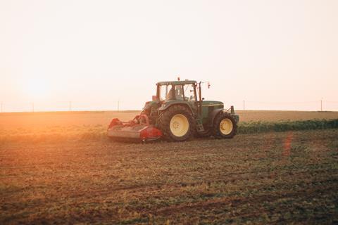 Tractor farming ploughing