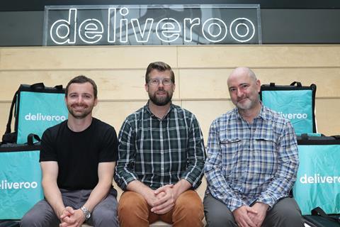 Andy Robinson, Deliveroo Edinburgh site lead; Dan Winn, Deliveroo CTO; and Paul Wilson, Deliveroo engineering manager.