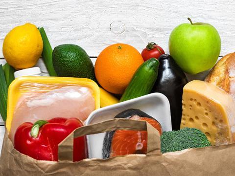 bag of groceries fruit vegetables healthy food